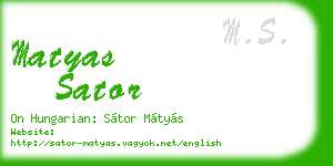 matyas sator business card